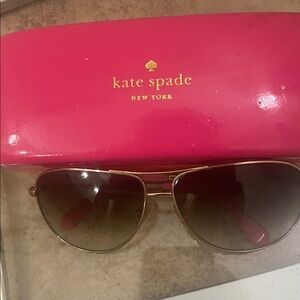 kate spade Gold Frame Sunglasses with Pink Case